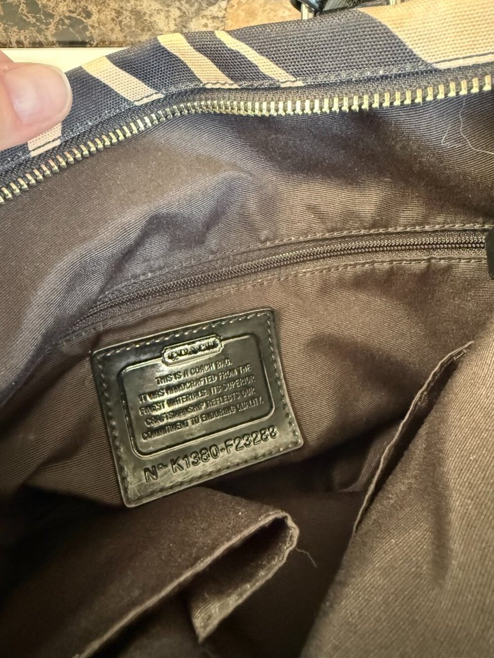 Coach Signature Zebra Shoulder Tote Bag - Picture 6 of 9